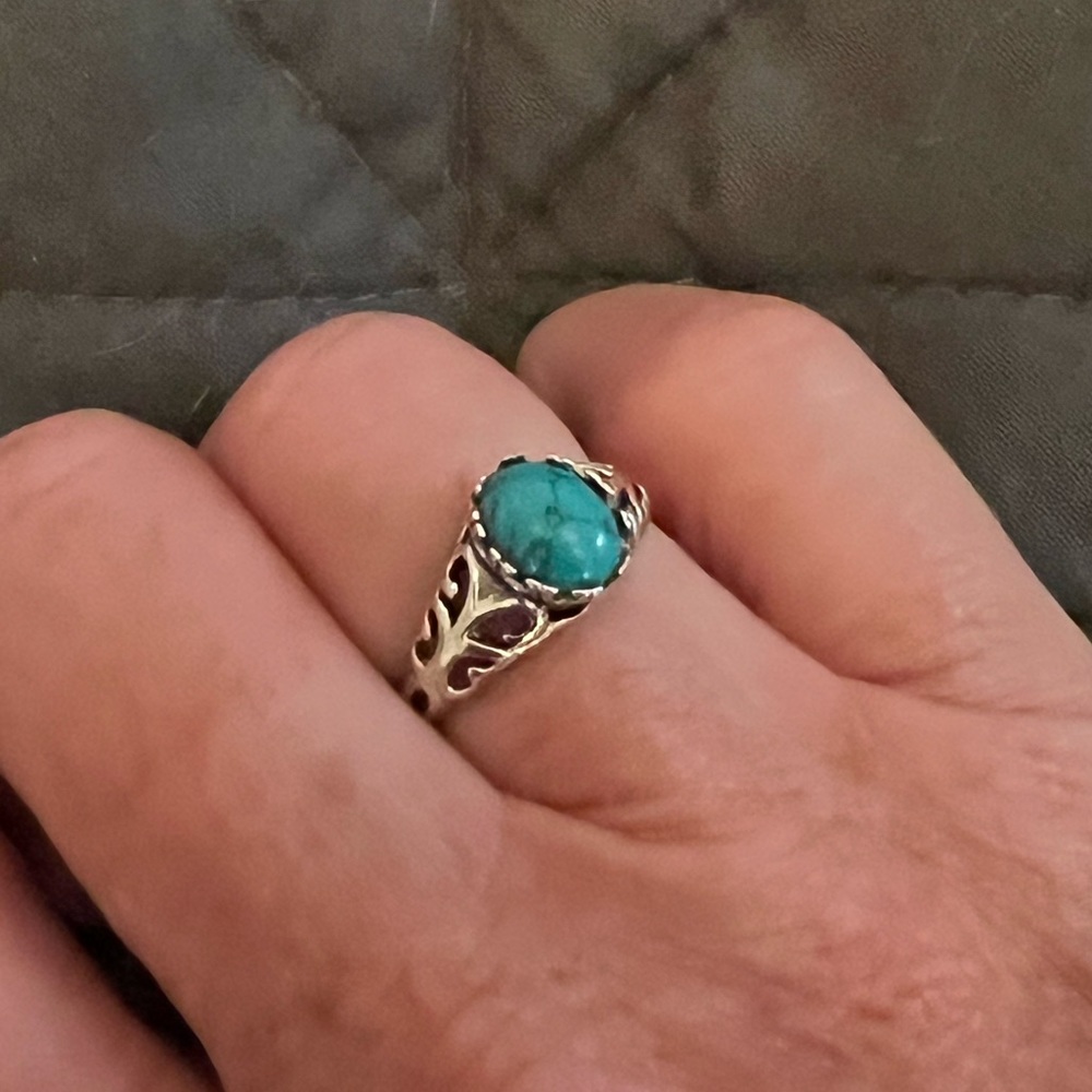 Sz5 Turquoise and 925 Sterling Silver Ring